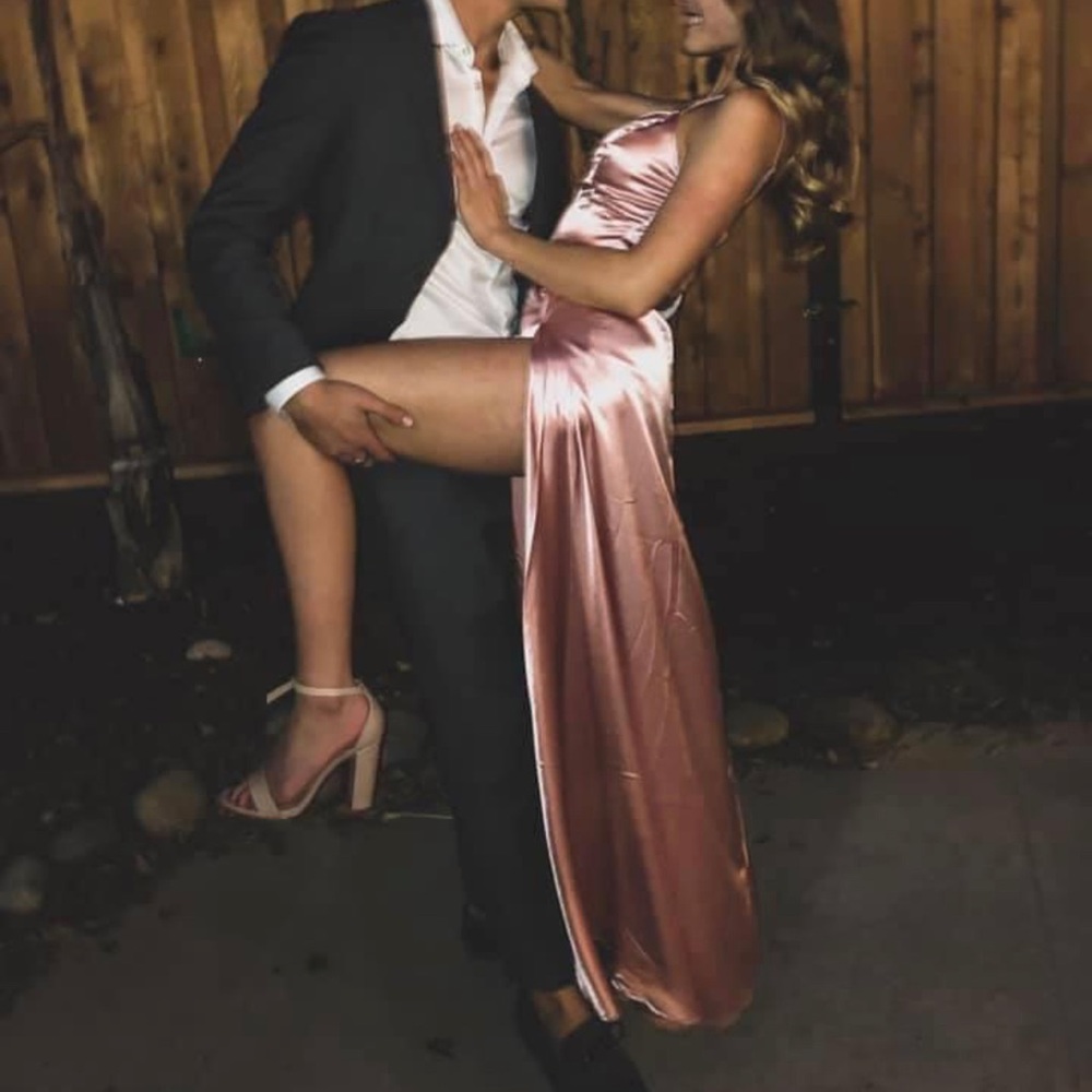 Pink double slit dress